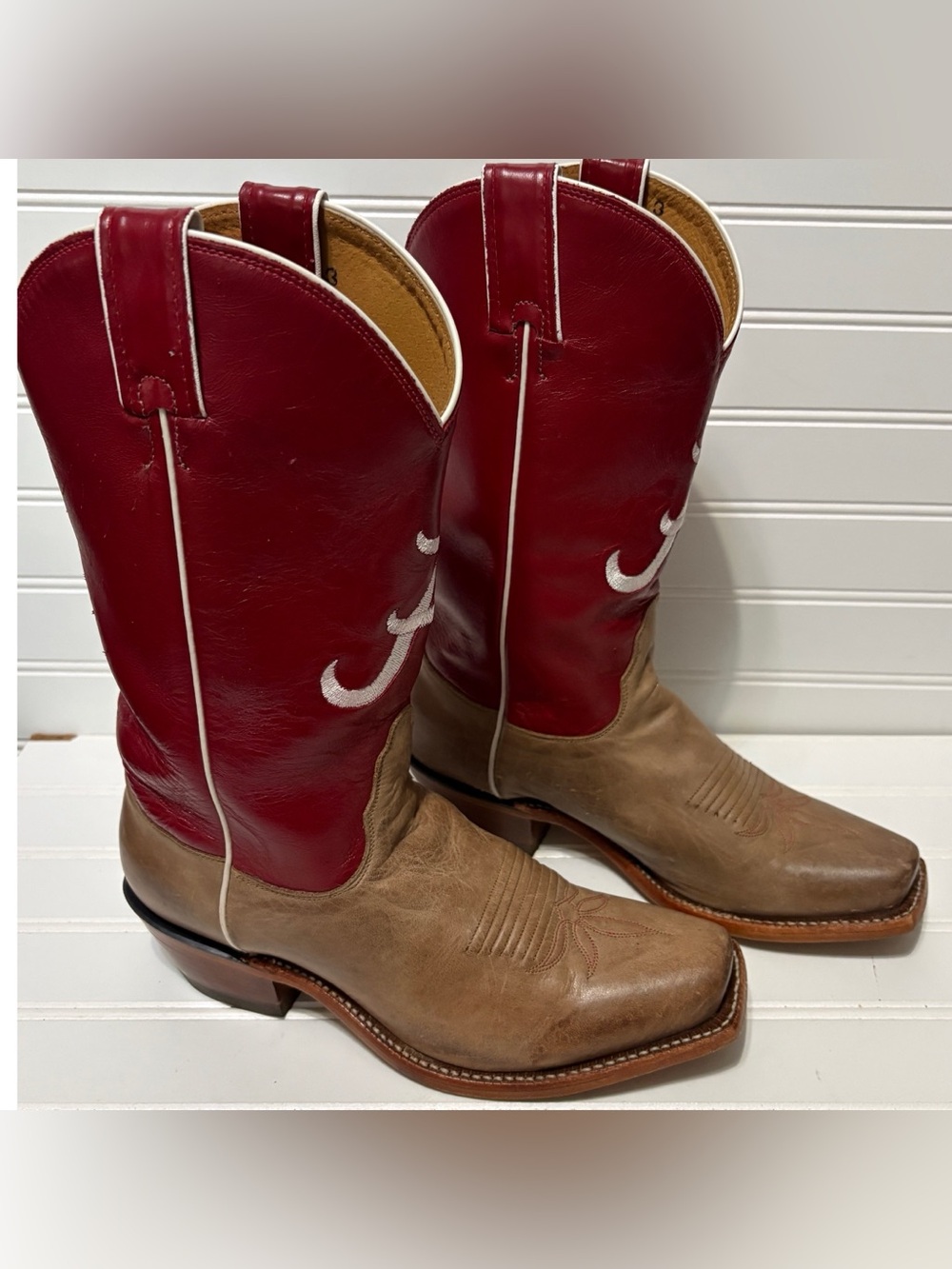 NOCONA University of Alabama Crimson Tide Red Cowboy Boots Womens Size 7 B